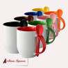 Taza blanca con fondo de color personalizada