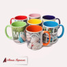 Taza blanca con fondo de colores personalizada