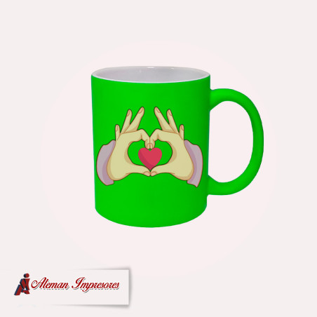 Taza Neón verde 12oz personalizada