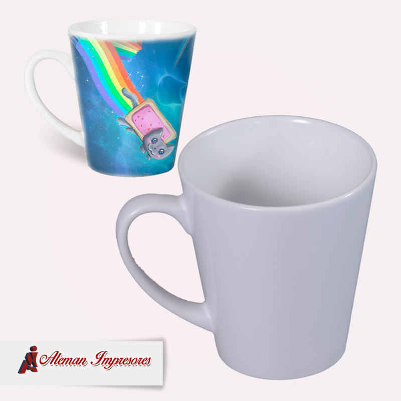 Taza blanca cónica 12oz personalizada