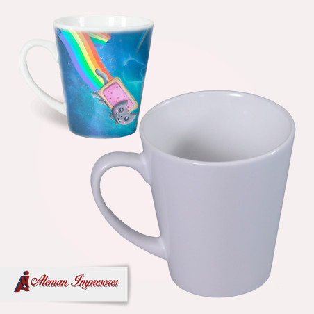 Taza blanca cónica 12oz personalizada
