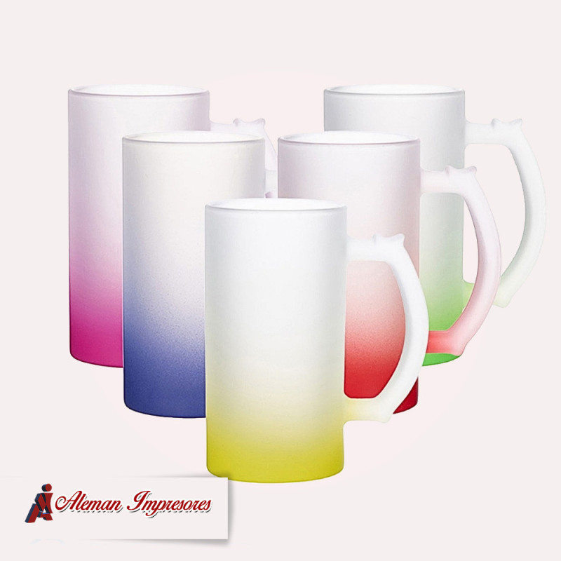 Jarras base colores vidrio nevado personalizadas