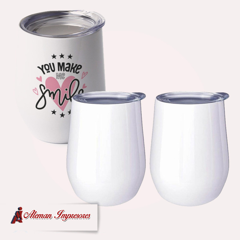 Vaso vinero blanco acero personalizado