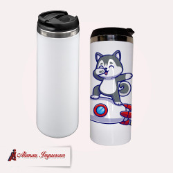 Lata acero doble pared 500ml blanco personalizada