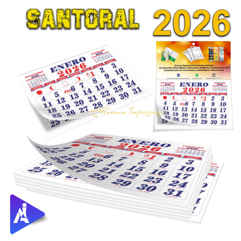 Santoral medio oficina, 10 x 15"