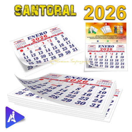 Santoral medio oficina, 10 x 15"